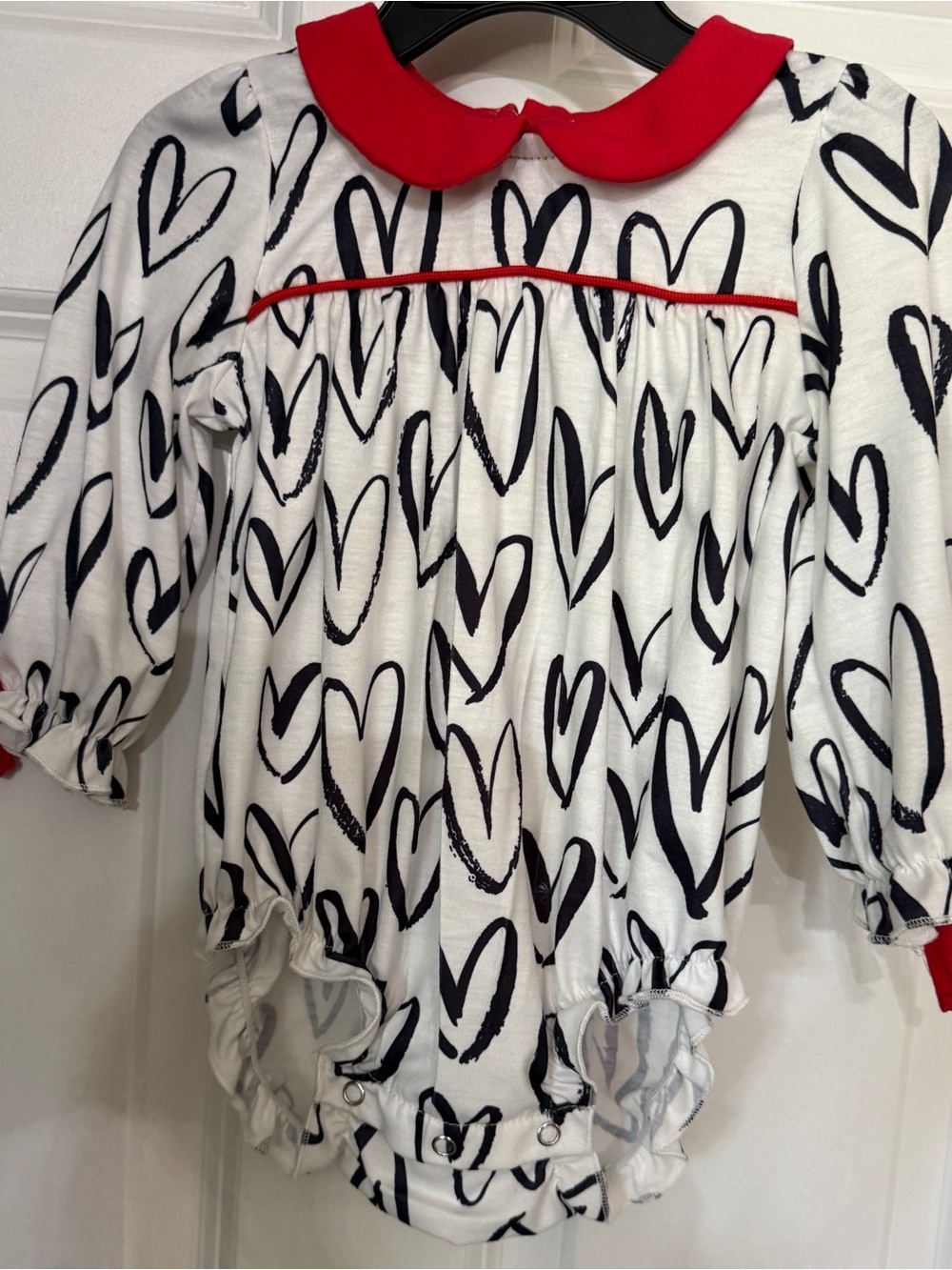 Red-Collar Heart Print Baby One-Piece Bodysuit